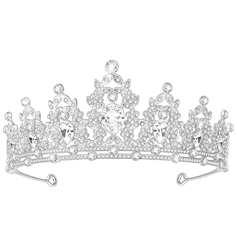 Queenship Tiara Crown for Women, Queen Tiara for Birthday Prom Bridal Party Custome Silver - Image 1